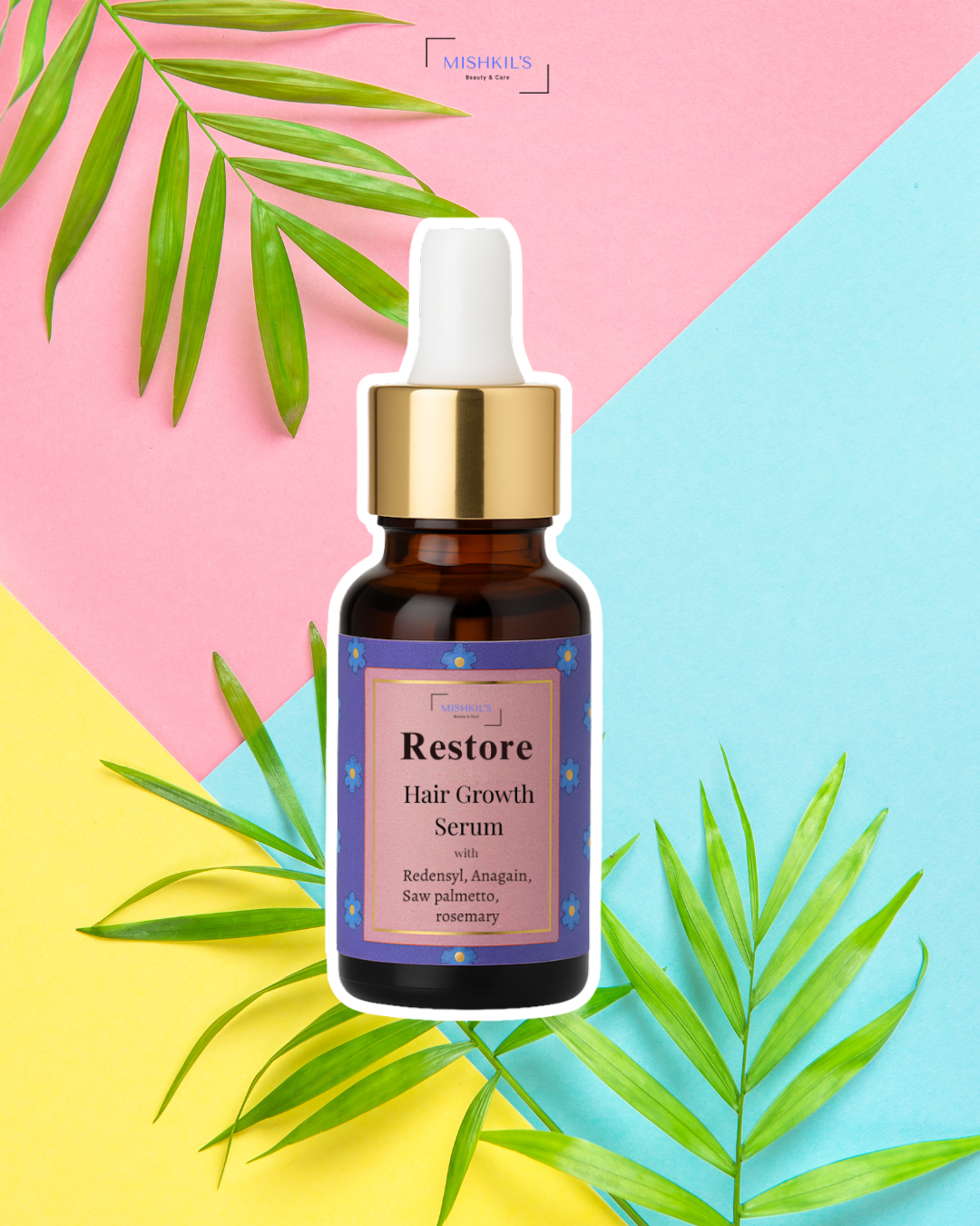 Restore Hair Growth Serum | Redensyl, Anagain, Saw Palmetto & Rosemary Oil | For Hair Regrowth, Bald Patches, Thicker & Fuller Hair | 10 ml